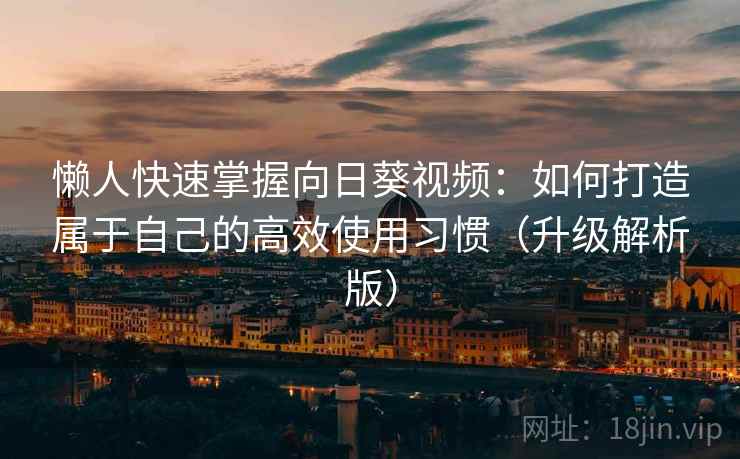 懒人快速掌握向日葵视频：如何打造属于自己的高效使用习惯（升级解析版）  第2张